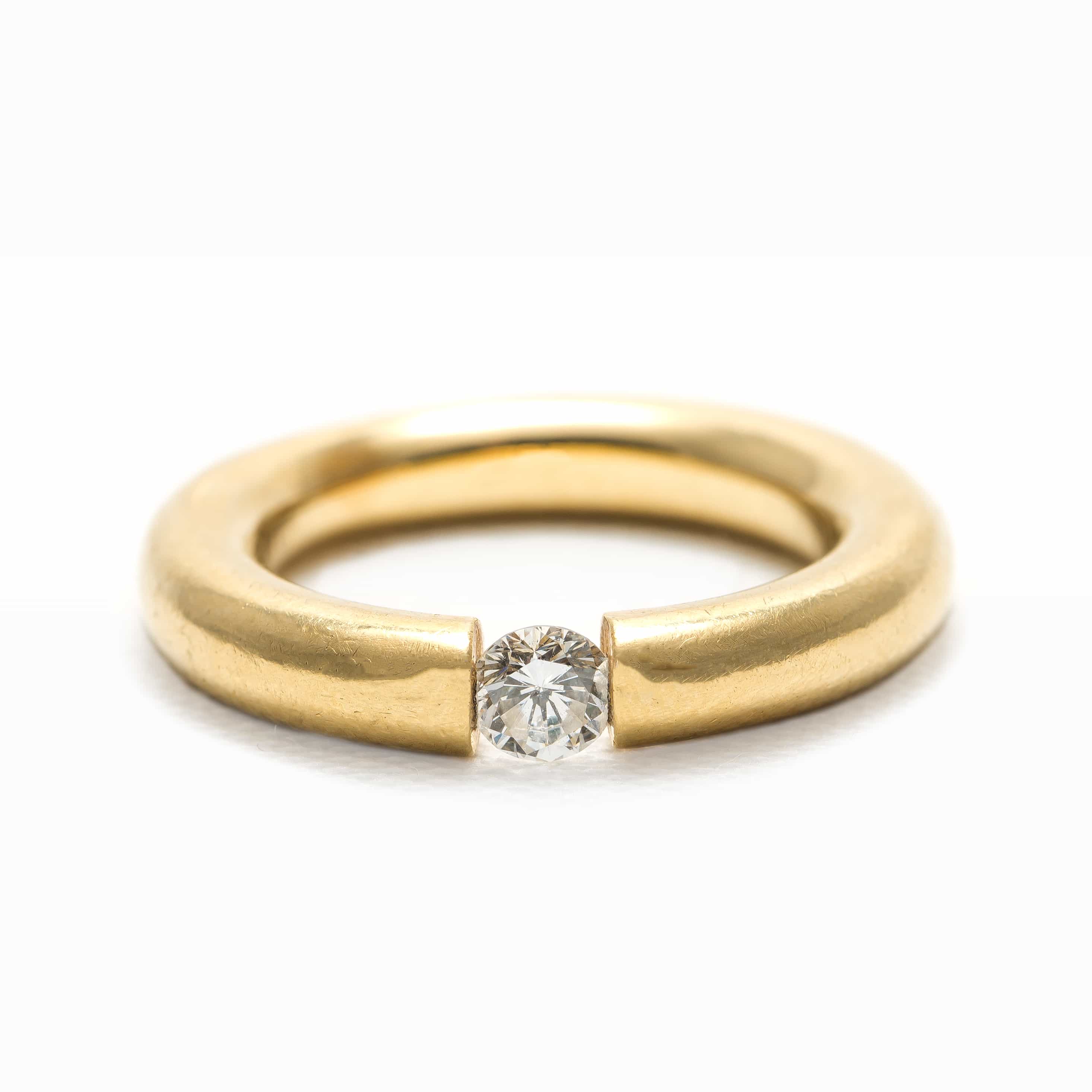 Yellow Gold Sush Tension Set Diamond Ring