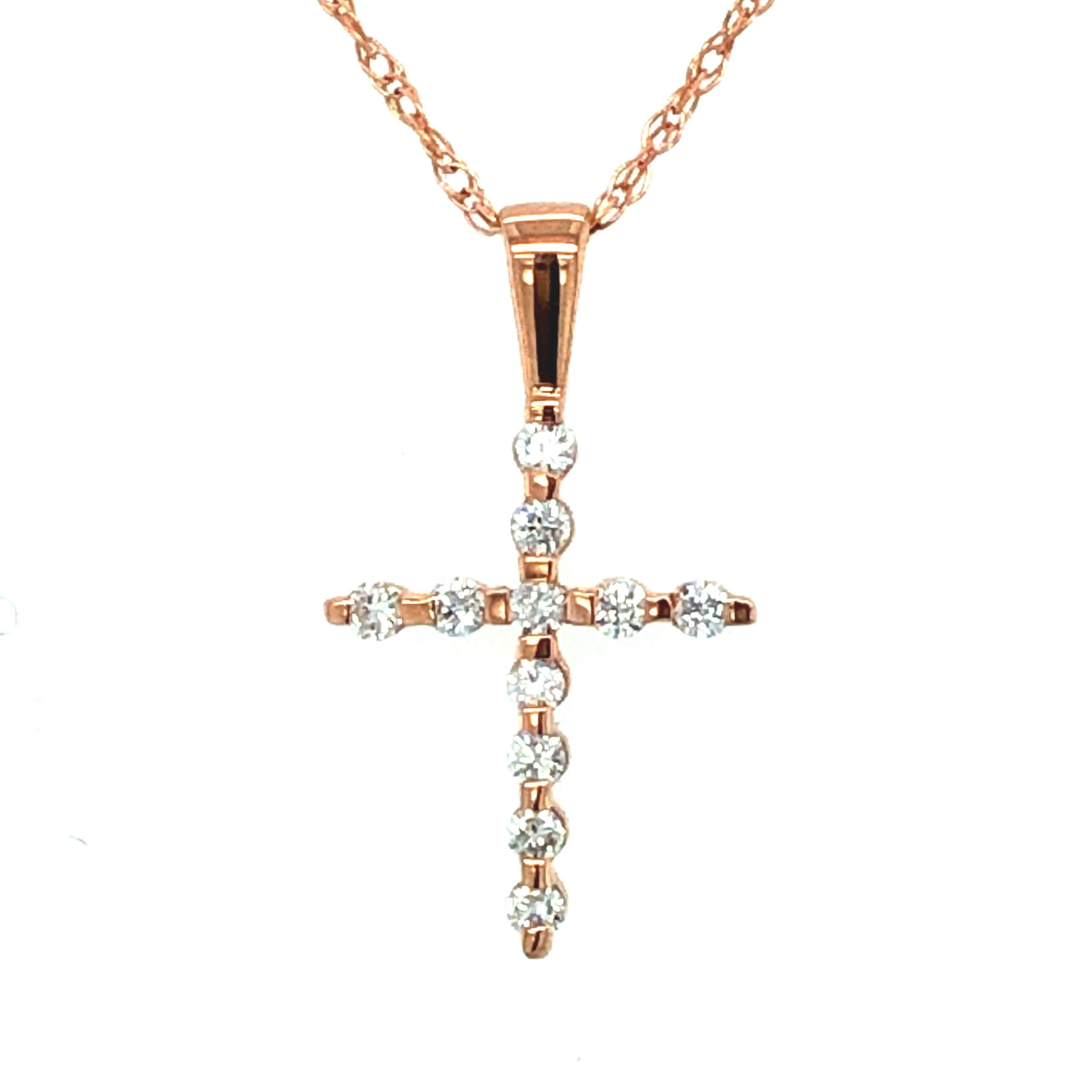 ROSE GOLD DIAMOND CROSS PENDANT - Argo & Lehne Jewelers