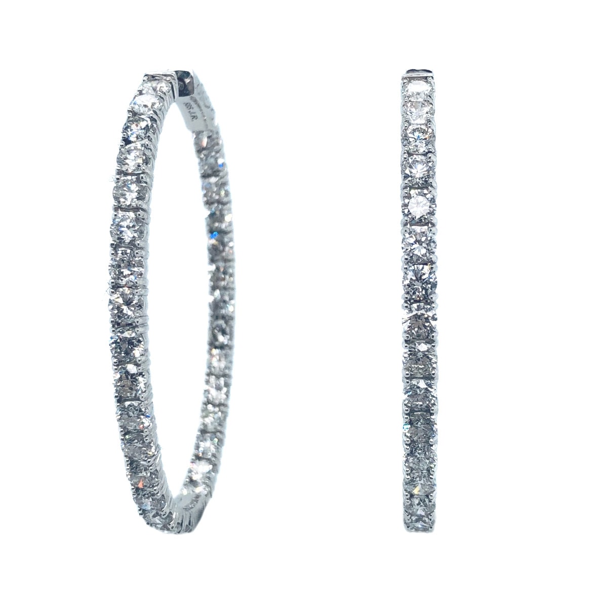 WHITE GOLD DIAMOND OVAL HOOP EARRINGS - Argo & Lehne Jewelers