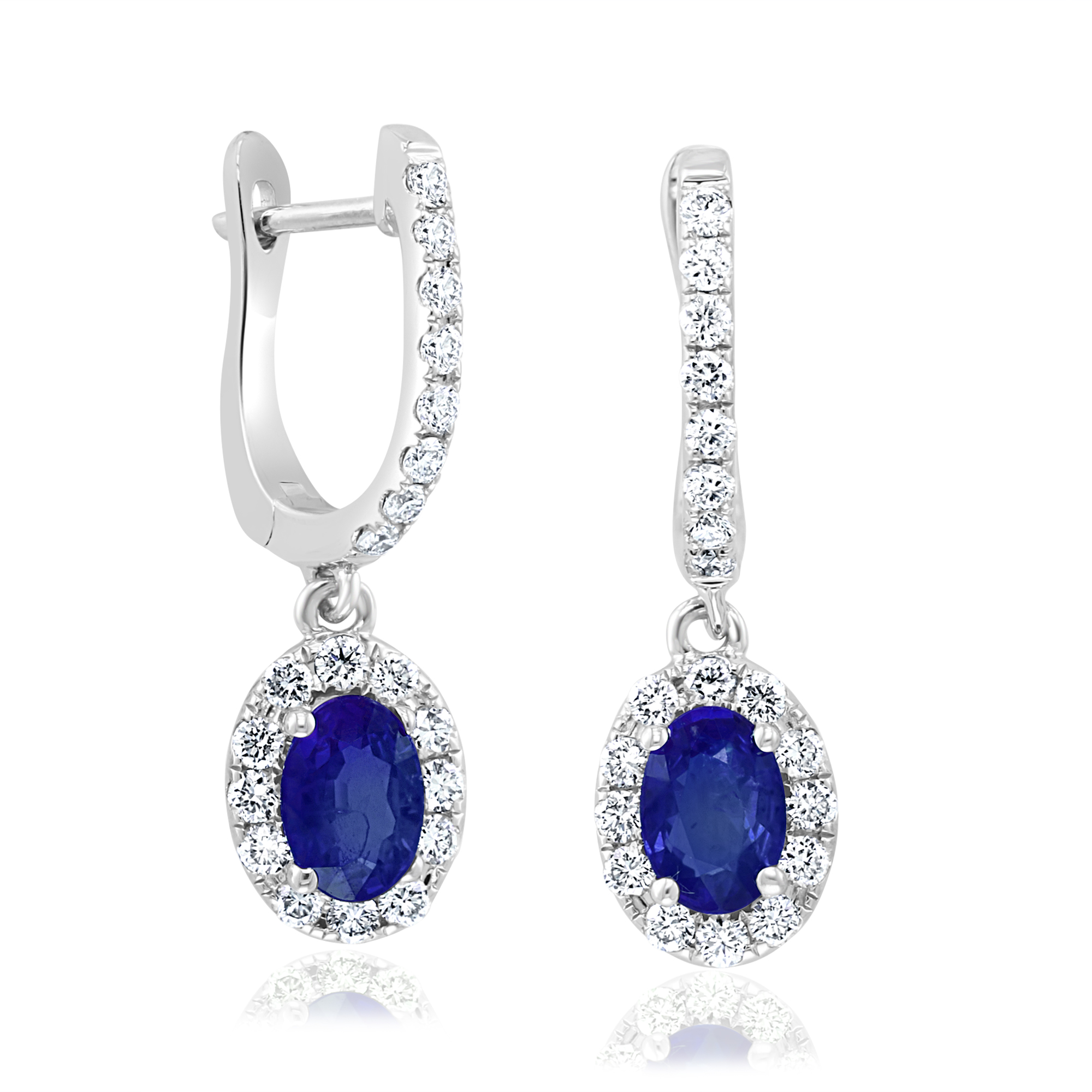 WHITE GOLD SAPPHIRE & DIAMOND EARRINGS - Argo & Lehne Jewelers