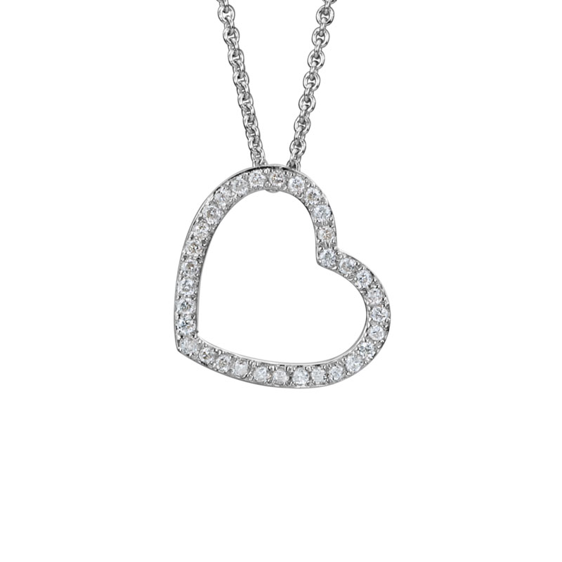 WHITE GOLD DIAMOND OPEN HEART PENDANT - Argo & Lehne Jewelers