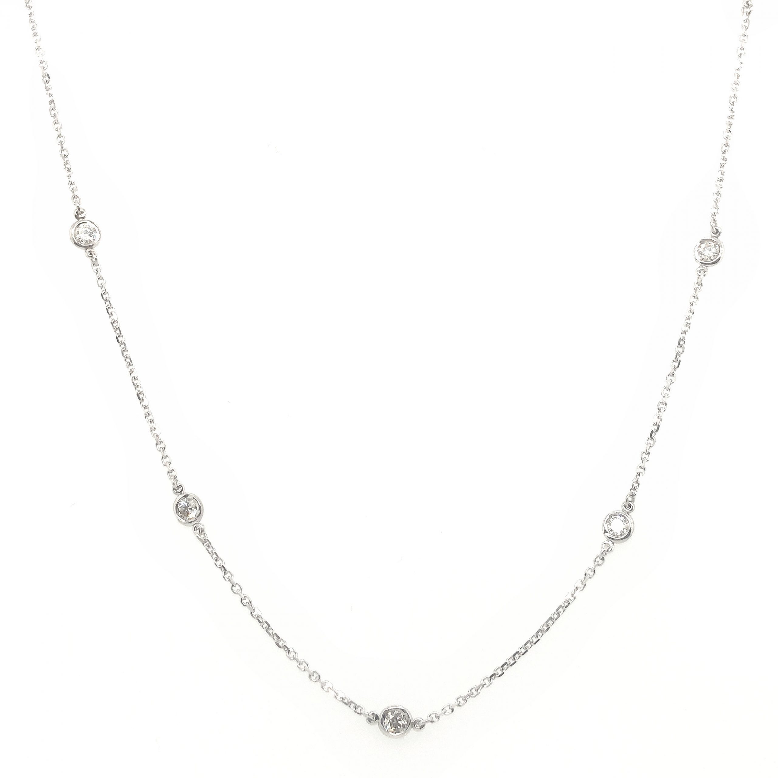 WHITE GOLD DIAMOND STATION NECKLACE - Argo & Lehne Jewelers