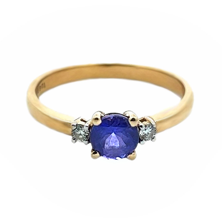 YELLOW GOLD TANZANITE DIAMOND RING - Argo & Lehne Jewelers