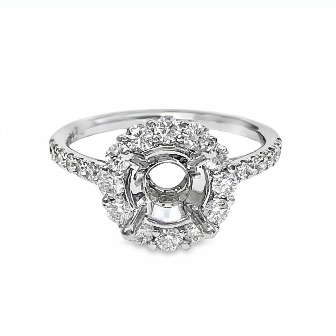 WHITE GOLD DIAMOND HALO ENGAGEMENT STYLE RING - Argo & Lehne Jewelers